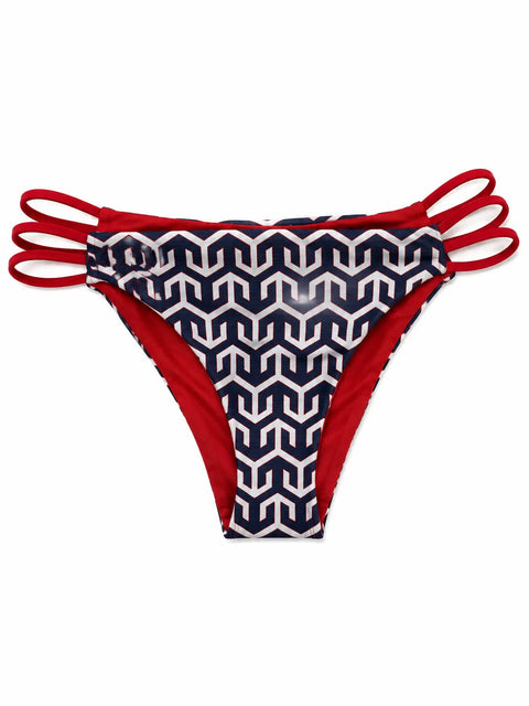 Dalai Women's  Red/White Geometric Bikini Bottom | Dalai In Lebanon