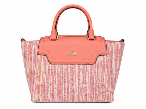 La Martina Women's Light Coral  Distinct Polo Player Emblem   Hand Bag | La Martina in Lebanon