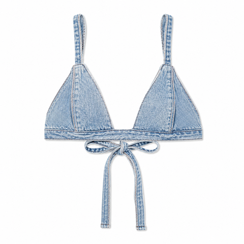 Bershka  Women's Blue Denim Crop Top | Bershka  In Lebanon
