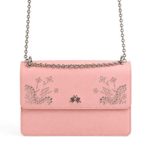 La Martina Women's Light Pink Featuring Silver Stud Embellishments  Crossbody Bag | La Martina in Lebanon