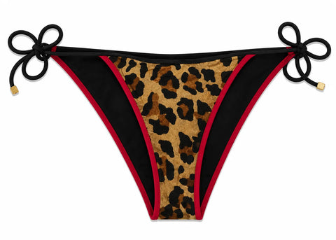 Dsquared2 Women's Black Leopard And Side Tie Details  Bikini Bottom | Dsquared2  In Lebanon