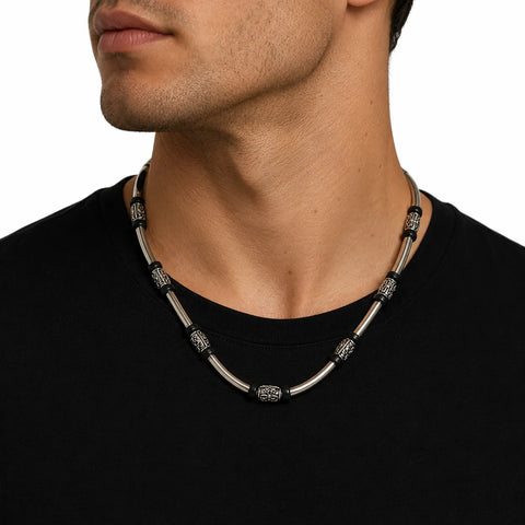 SD Men's Black & Silver Unique Necklace | SD In Lebanon