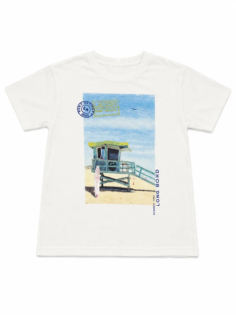 Zara Boy's White Summer Time Graphic Printed  T-Shirt    | Zara  in Lebanon