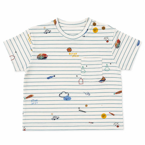 Zara Baby Boy's Blue Strips on White Base  T-Shirt    | Zara in Lebanon