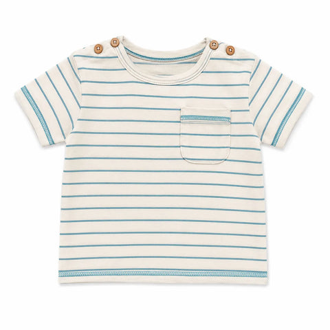 Zara Baby Boy's Blue /Cream Striped With Pocket  T-Shirt    | Zara in Lebanon