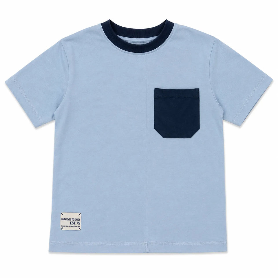 Zara Boy'sLight Blue With Navy Pocket At ChestT-Shirt | Zarain Lebanon