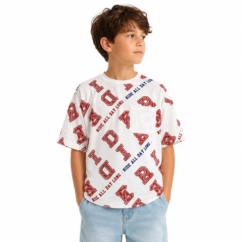 Zara Boy's White " Ride All Day Long " T-Shirt  | Zara  in Lebanon