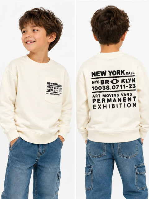 SD Boy's White With Word Printed Sweatshirt    | SD In Lebanon