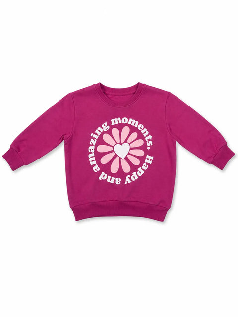 Zara Girl's Fuchsia " Happy And ...." Printed  Sweatshirt    | Zara In Lebanon