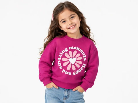 Zara Girl's Fuchsia " Happy And ...." Printed  Sweatshirt    | Zara In Lebanon