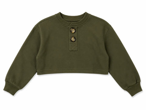 Zara Women's Olive Green Cropped Sweatshirt   |Zara In Lebanon
