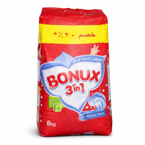 Bonux 3in1 Automatic Powder Cleaner Active Fresh 8kg | Bonux In Lebanon