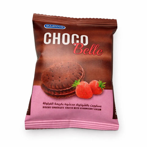 Choco Belle Biscuit Chocolate Coated With Strawberry Cream 20g | Choco Belle In Lebanon