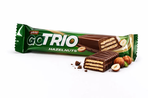 Go Festa Go Trio Hazelnuts Wafer Filled With Hazelnuts Cream & Coated With Milk Chocolate 33g | Go Festa In Lebanon