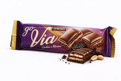 Go Festa Go Via Cookies & Mousse Milk Chocolate With Mousse Cream & Dark Biscuit Bar 34g | Go Festa In Lebanon