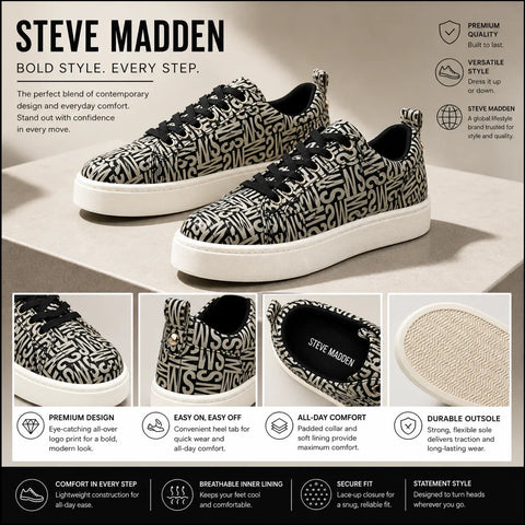 Steve Madden Men's White Multi Portal  Sneakers |Steve Madden In Lebanon