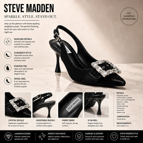 Steve Madden Women's Black Sequins Close Up-S Heels | Steve Madden In Lebanon