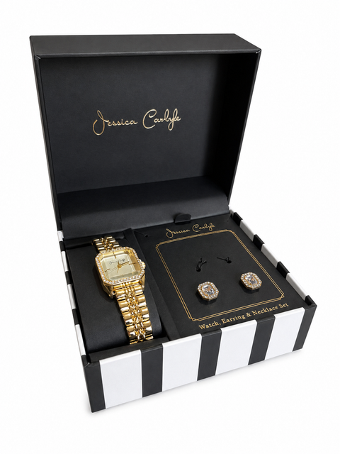 Jessica Carlyle Women's Gold-Tone Quartz 2pc Watch And Earring Set | Jessica Carlyle in Lebanon