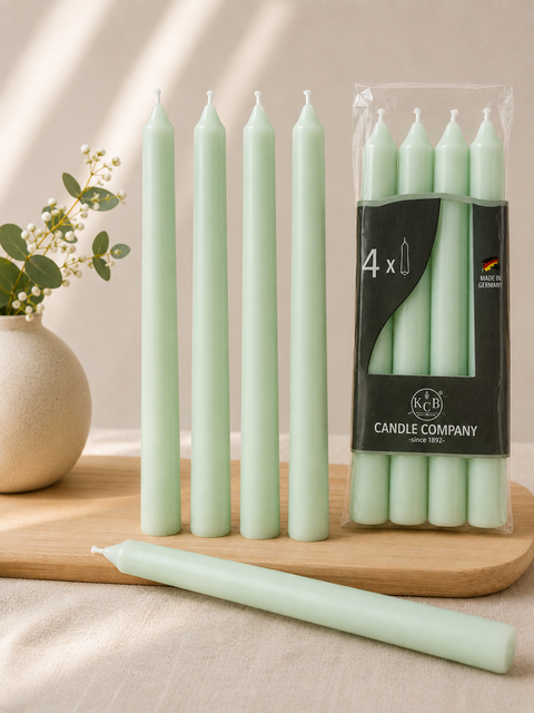 KCB Light Green 4PC  Long Candle  | KCB in Lebanon