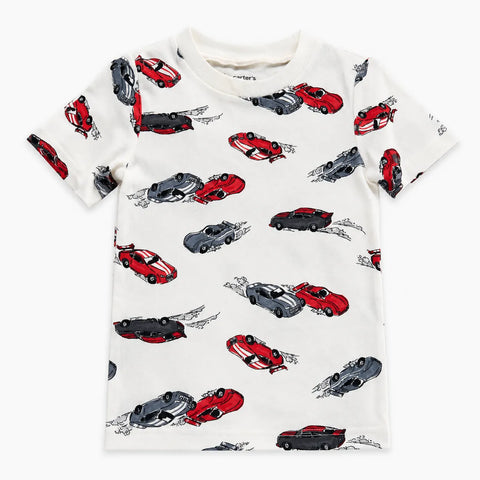 Carter's  Boy's White Cars Graphic Printed T-Shirt | Carter's in Lebanon