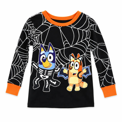 Bluey Baby Boy's Black Halloween Spiderweb Print Blouse|Bluey In Lebanon