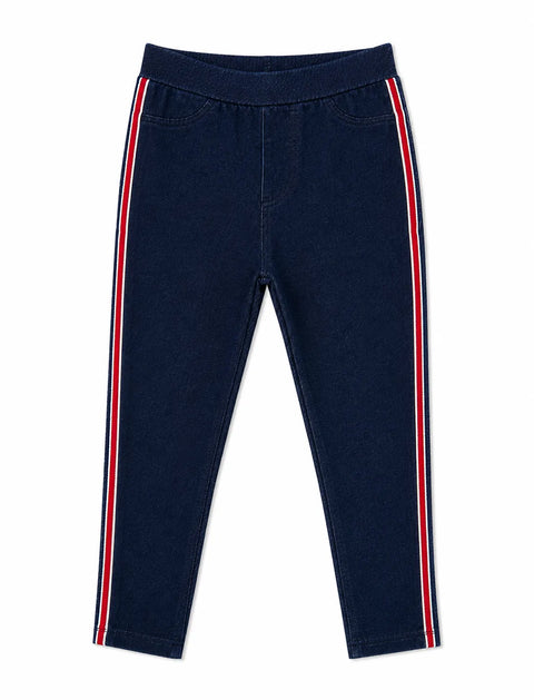 Charanga  Baby Girl's Navy Lined -Blend Fabric red/White Striped  Legging  | Charanga in Lebanon