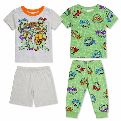 Nickeloden Boy's Grey/Green 4pc Snug Fit Teenage Mutant Ninja Turtles Cotton Pajama Set  | Nickeloden in Lebanon
