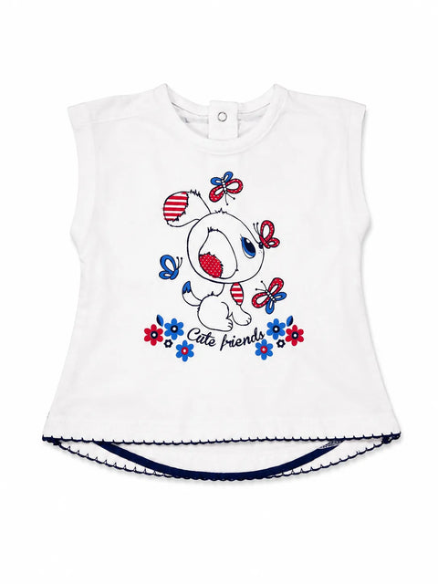 Charanga  Baby Girl's White With Graphic Printed Sleeveless Blouse  |Charanga  in Lebanon