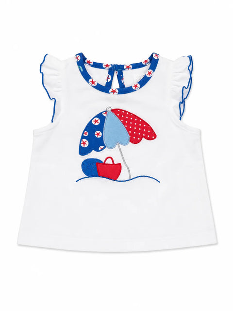 Charanga  Baby Girl's White With beach Umbrella Sleeveless Blouse    | Charanga  in Lebanon
