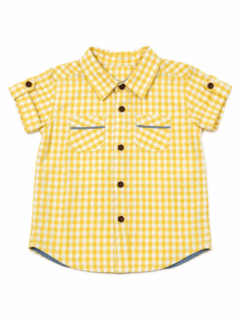 Charanga  Baby Boy's Yellow Lined White Short Sleeve Shirt     | Charanga in Lebanon
