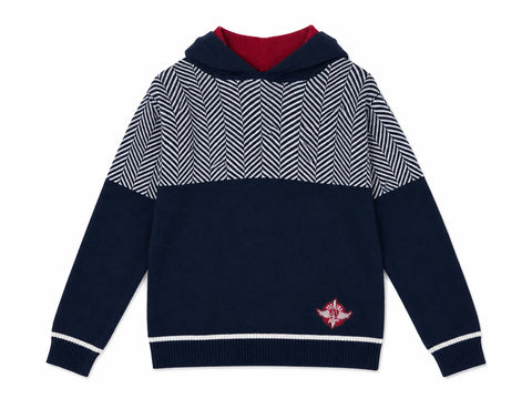 Ativo Boy's Navy Lined White Hoodie   |Ativo in Lebanon