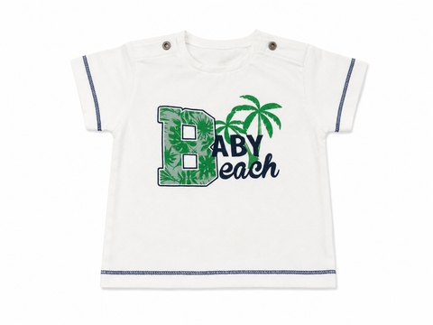 Charanga  Baby Boy's White With "Baby Beach " Print T-Shirt    | Charanga  in Lebanon