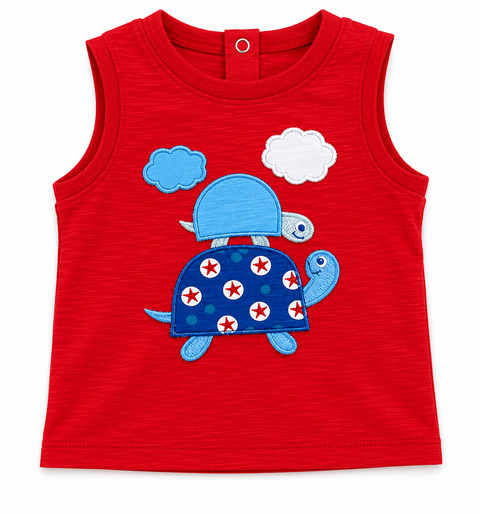 Charanga Baby Boy's Red With Turtle Graphic Sleeveless Blouse     | Charanga  in Lebanon