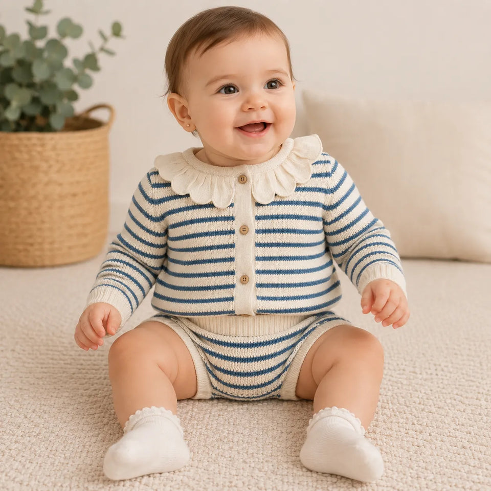 Cloud Island Baby Girl's Beige & Blue Knitted Set|Cloud Island In Lebanon