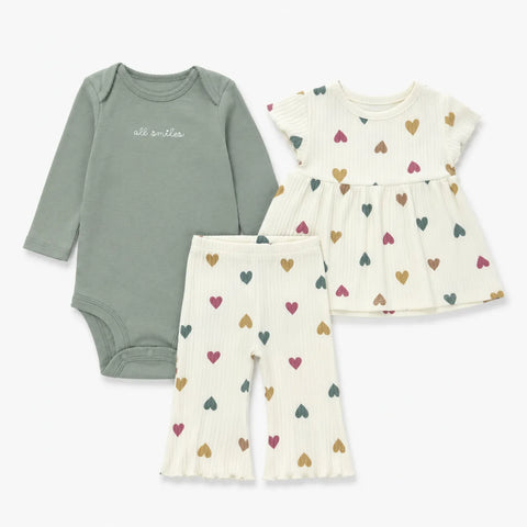 Carter's   Baby Girl's Green /White 3-Pc Hearts Top & Bottom Set  |Carter's  in Lebanon