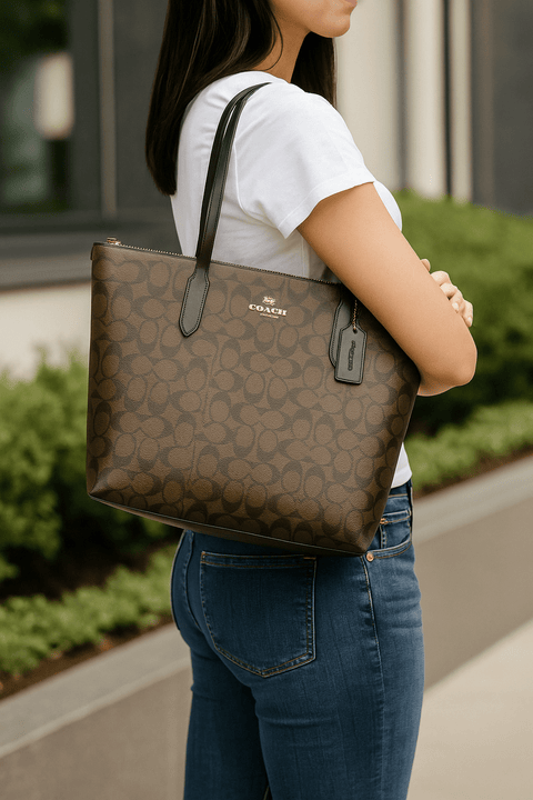 COACH  Women's Tan Rust Coated Canvas Signature Willow Shoulder Bag | COACH In Lebanon
