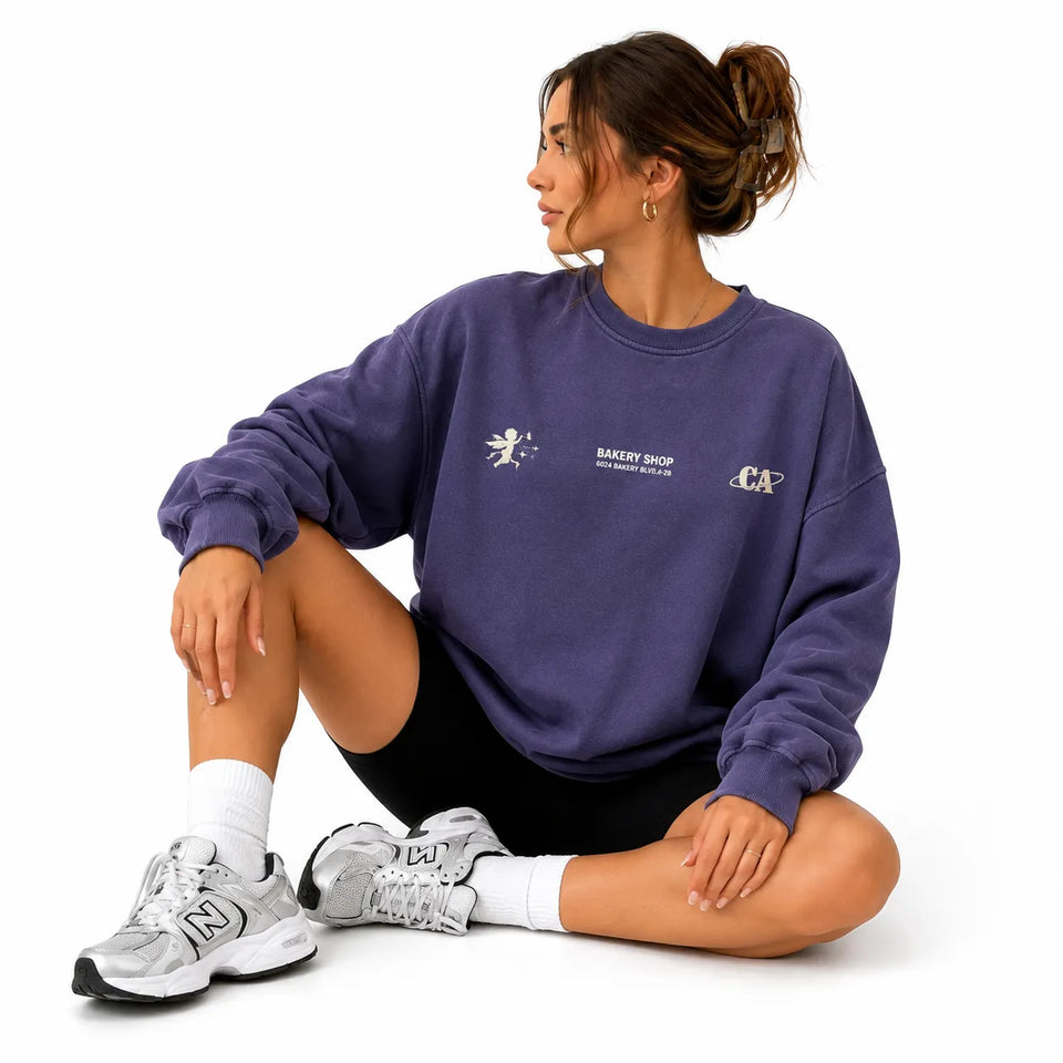 Zara Women's Navy "Bakery Shop" Graphic Sweatshirt | Zara In Lebanon