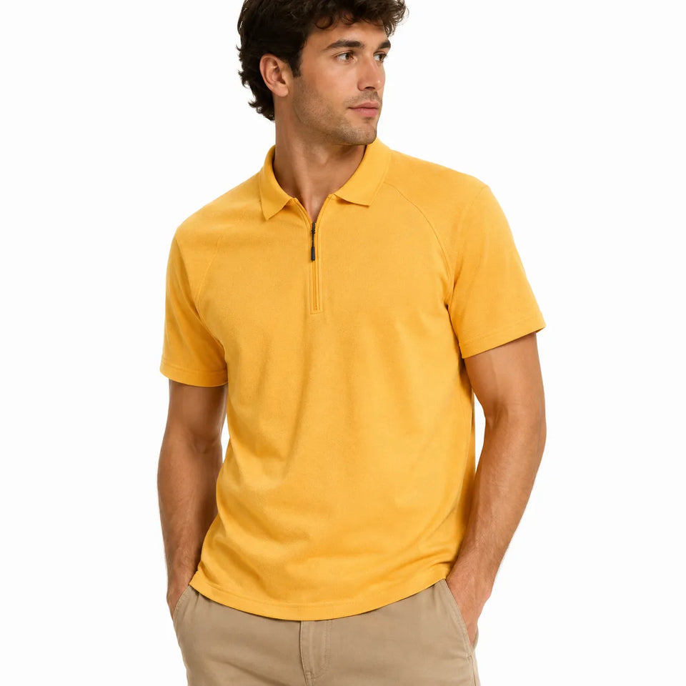 Bass Outdoors Men's Orange Hiker 1/2 Zip Polo T-Shirt|Bass Outdoors In Lebanon