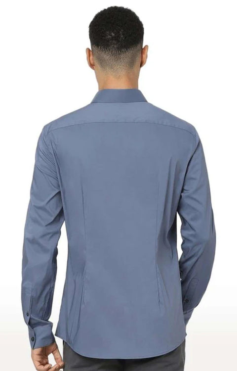 Celio Men’s Slate Blue Cotton-Blend Shirt | Celio in Lebanon