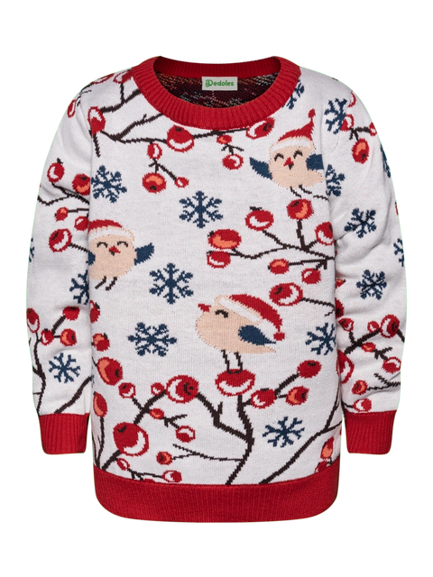 Dedoles Girl's White/Red Winter Sweater | Dedoles In Lebanon