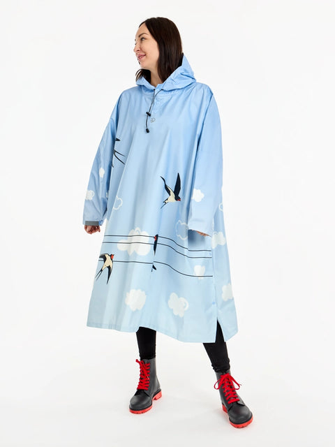 Dedoles Women's Light Blue Printed Hooded Raincoat | Dedoles In Lebanon