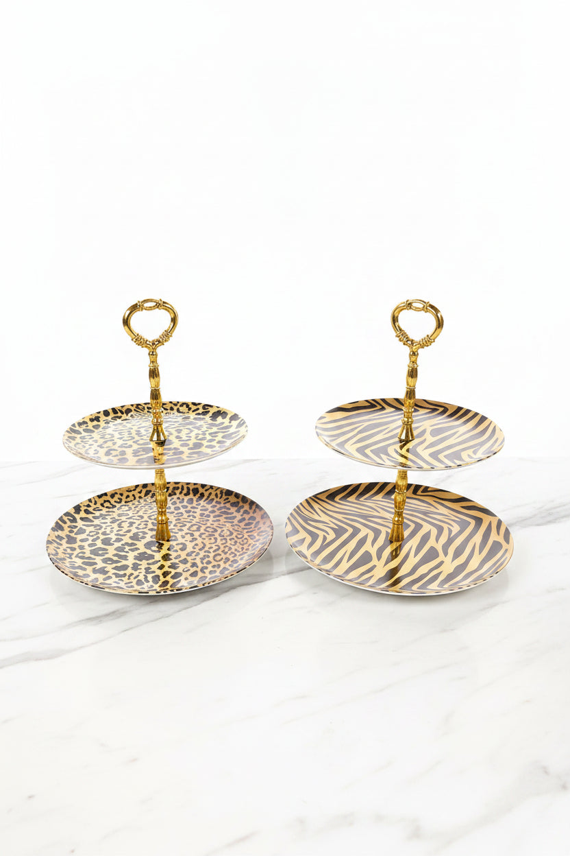Nazen White & Gold 2 Tiered Cookie Stand 1 Piece | Nazen In Lebanon