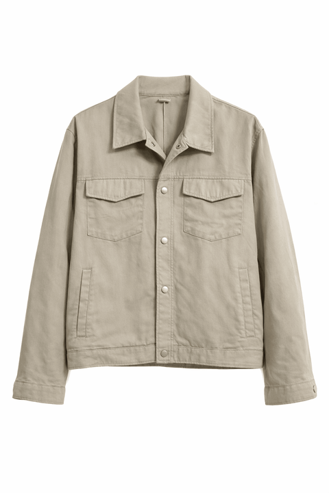 Celio Men's Light Gray Faux Suede Utility Trucker Jacket|Celio In Lebanon