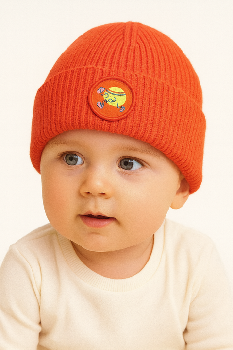 Reserved Baby Boy's Orange Ribbed Viscose Beanie Hat | Reserved In Lebanon