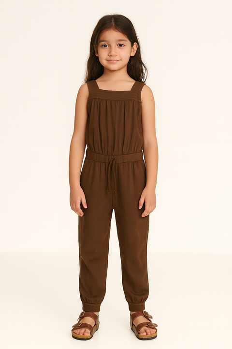 POMPdeLUX Girl's Brown Jumpsuit  |POMPdeLUX in Lebanon