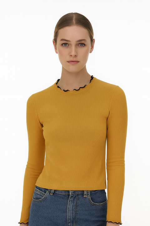 Zara Women's Mustard Long Sleeve Blouse | Zara in Lebanon