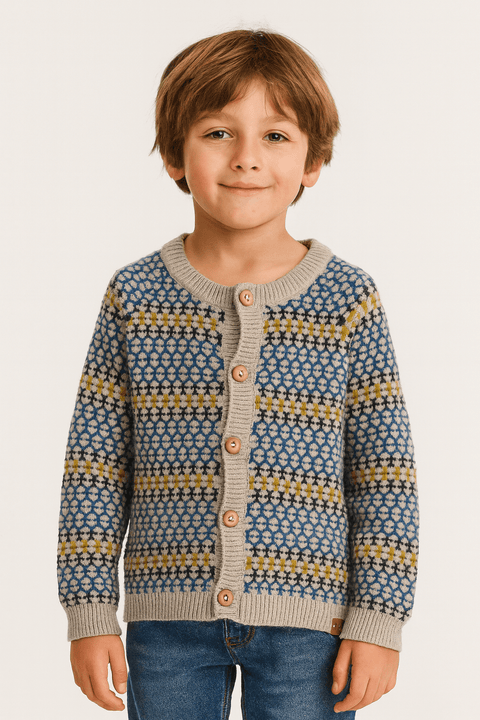 POMPdeLUX Boy's Multicolored Printed Knit Cardigan | POMPdeLUX In Lebanon