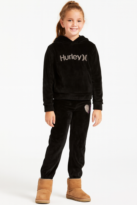 Colette Lilly Black Soft Plush Sweatpants Joggers with Sequin Heart | Colette Lilly in Lebanon