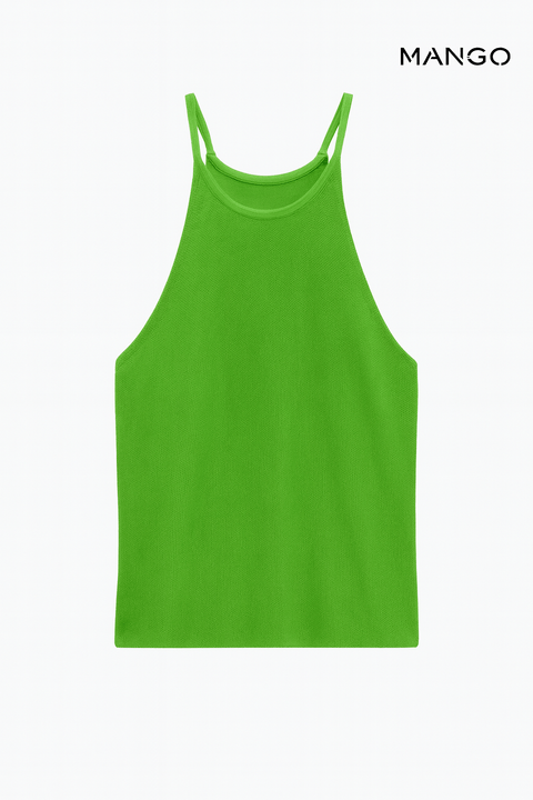 Mango Women's Lime Green Sleeveless Blouse| Mango in Lebanon