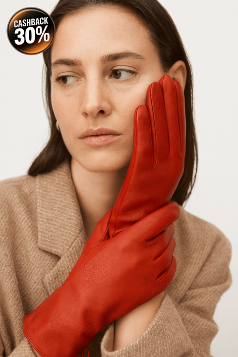 Mango Women's Red Leather Gloves |Mango in Lebanon